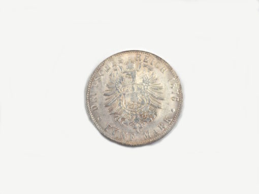Deutsches Reich Fünf Mark 1876 Wilhelm Deutscher Kaiser König von Preussen – Bild 2