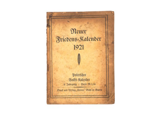 Neuer Friedens Kalender 1921 Politischer Volkskalender II. Jahrgang